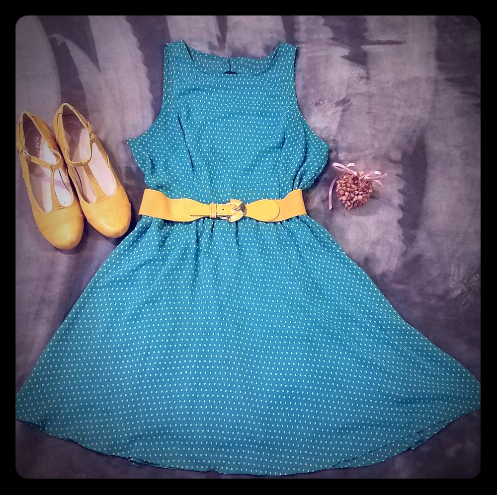 LUSH turquoise polka dot dress ♡